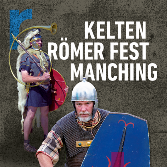 Key Visual des Museumsfestes mit einem r&ouml;mischen und einem keltischen Soldaten. &copy; krm manching